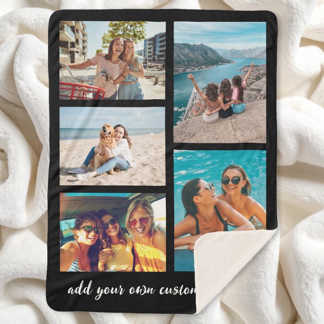Simple 5 photo Collage Sherpa Blanket (Creator Uploaded)