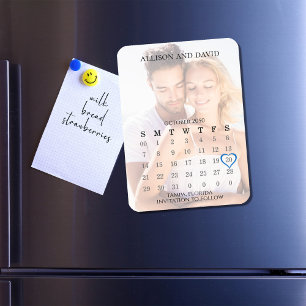 Simple 5 Row Calendar Photo Save The Date Wedding Magnet