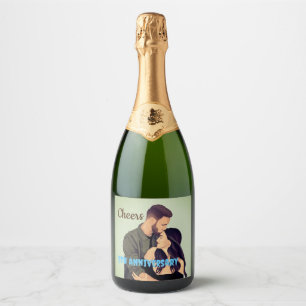 Simple 5th Wedding anniversary Photo Wine Label