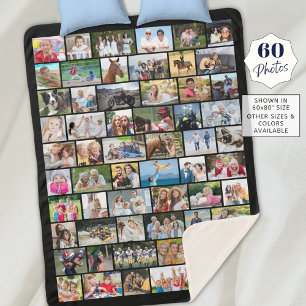 Simple 60 Multiple Shape Photo Collage Your Colour Sherpa Blanket