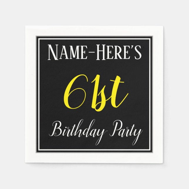 Simple, 61st Birthday Party w/ Custom Name Napkin (Front)