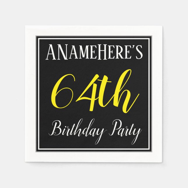 Simple, 64th Birthday Party w/ Custom Name Napkin (Front)