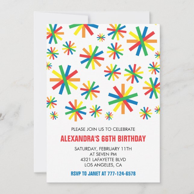 Simple 66th birthday invitations Confetti  (Front)