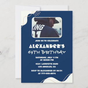 Simple 69th birthday invitations Men Photo Navy