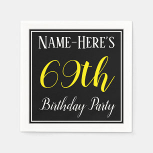Simple, 69th Birthday Party w/ Custom Name Napkin