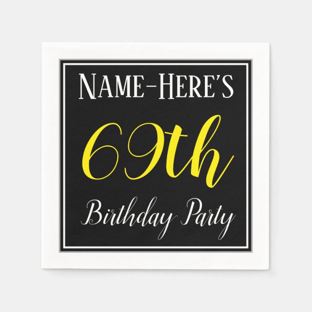 Simple, 69th Birthday Party w/ Custom Name Napkin (Front)