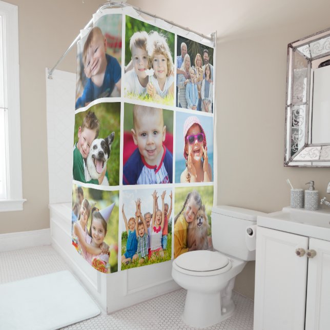 Simple 6 Square Photo Collage Shower Curtain (In Situ)