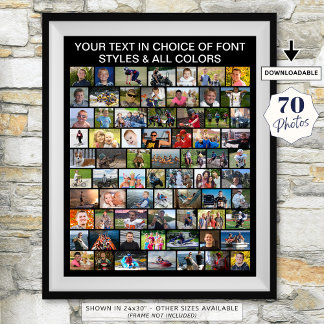 Simple 70 Photo Collage Custom Personalised Poster