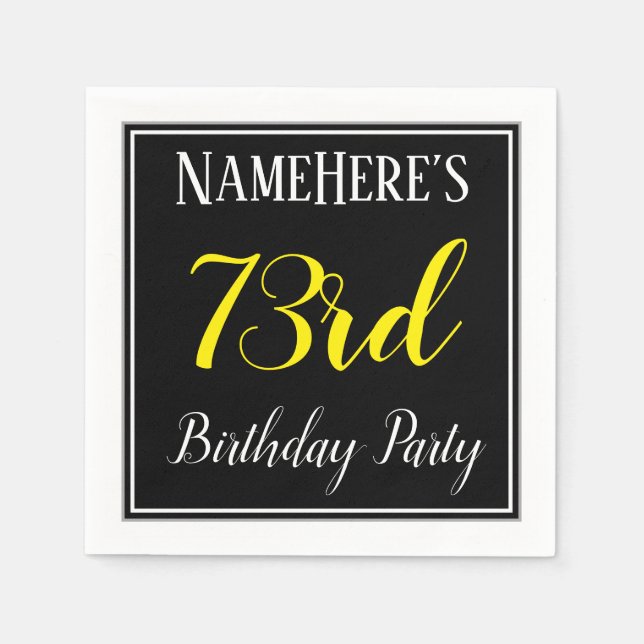 Simple, 73rd Birthday Party w/ Custom Name Napkin (Front)