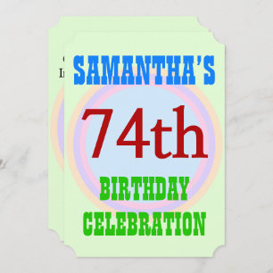 Simple "74th BIRTHDAY CELEBRATION" Invitation