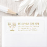 Simple 7 Candle Menorah Gold White Return Address<br><div class="desc">Add the perfect finishing touch to invitations, cards, and other correspondence with these elegant white and gold return address labels. The gold is non-metallic printed colour, not foil. All text can easily be customised with any greeting, name, and address. Design features a simple seven candle menorah with lit candles and...</div>