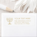 Simple 7 Candle Menorah Gold White Return Address<br><div class="desc">Add the perfect finishing touch to cards, invitations, and other correspondence with these elegant white and gold return address labels. The gold is non-metallic printed colour, not foil. All text can easily be customised with any greeting, name, and address. Design features a simple seven candle menorah with lit candles and...</div>