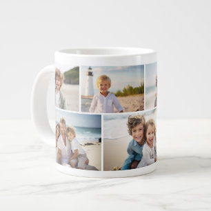 Simple 7 Photo Collage - Minimal Modern Grid Large Coffee Mug