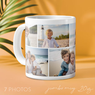 Simple 7 Photo Collage - Minimal Modern Grid Large Coffee Mug