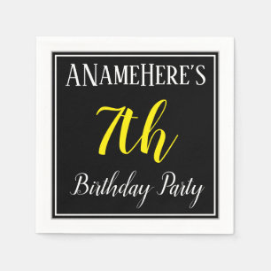 Simple, 7th Birthday Party w/ Custom Name Napkin