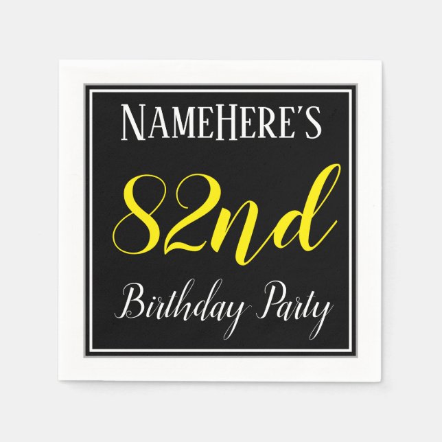 Simple, 82nd Birthday Party w/ Custom Name Napkin (Front)