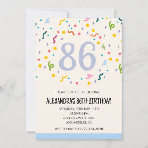 Simple 86th birthday invitations Confetti Modern