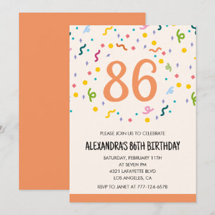 Simple 86th birthday invitations Confetti Modern