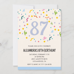 Simple 87th birthday invitations Confetti Modern  