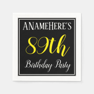 Simple, 89th Birthday Party w/ Custom Name Napkin