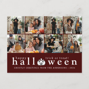 Simple 8 Photo Ghostly Greetings Happy Halloween Holiday Postcard