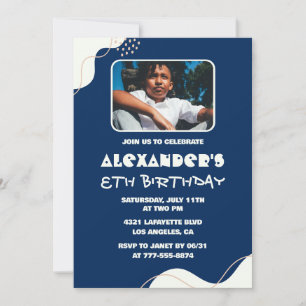 Simple 8th birthday invitations Boy Photo Navy