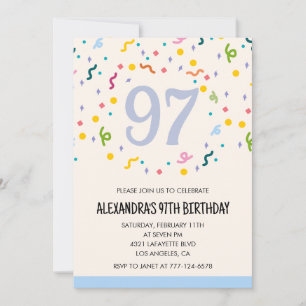 Simple 97th birthday invitations Confetti Modern