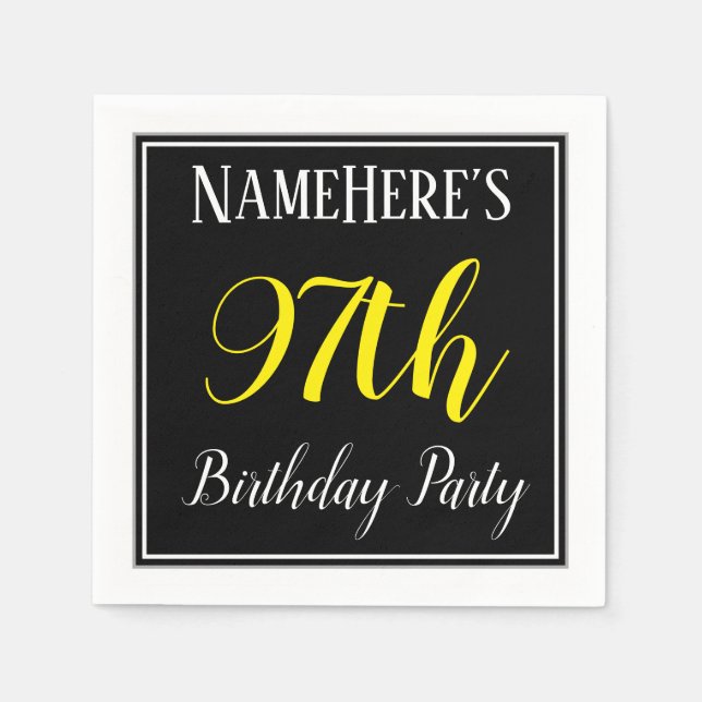 Simple, 97th Birthday Party w/ Custom Name Napkin (Front)