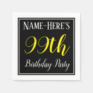 Simple, 99th Birthday Party w/ Custom Name Napkin