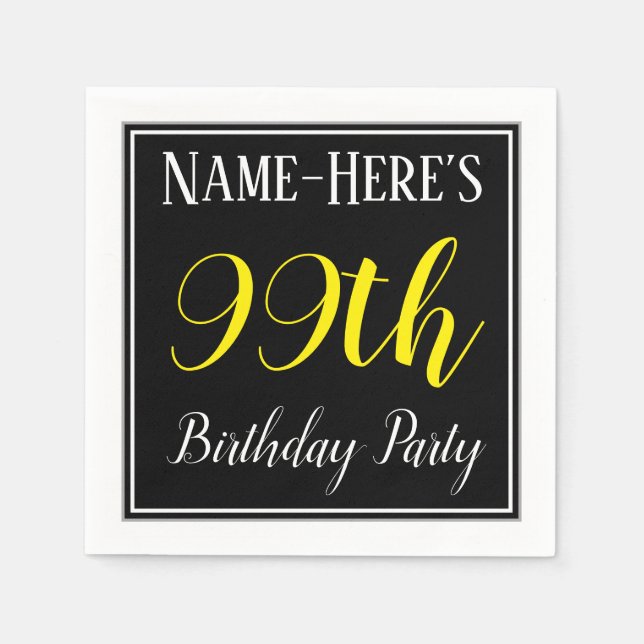 Simple, 99th Birthday Party w/ Custom Name Napkin (Front)