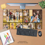 Simple 9 Photo Collage Custom Colour Personalised Desk Mat<br><div class="desc">Create your own custom colour photo desk mat utilising this easy-to-upload photo collage template featuring 9 pictures of various shapes and sizes and personalised with a name, monogram or text in your choice of font styles and colour. You can delete the sample text to leave blank and choose your own...</div>