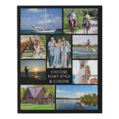 Simple 9 Photo Collage Custom Colour Personalised Faux Canvas Print (Front)