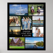 Simple 9 Photo Collage Custom Colour Personalised Poster (Front)