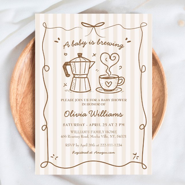 Simple A Baby Is Brewing Coffee Baby Shower Invitation (Creator Uploaded)