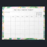 Simple Abstract Art Green Family Planner Calendar  Notepad<br><div class="desc">Modern Abstract Paint Swirl Art in Pink and Green Border Personalized Family Planner and Calendar Notepad</div>