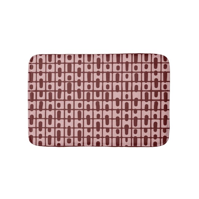 Simple Abstract Burgundy Pink Pattern Bath Mat (Front)