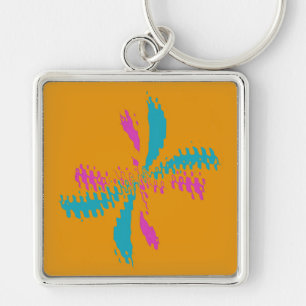 Simple Abstract Butterfly Flight Messy Pattern Key Ring