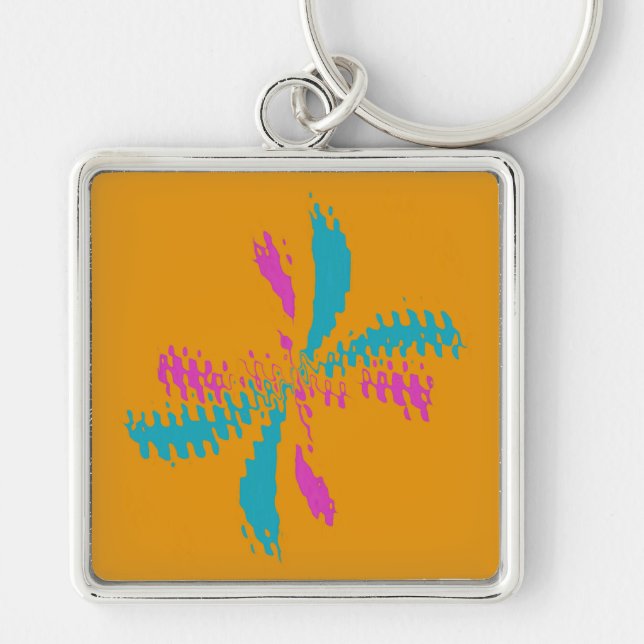 Simple Abstract Butterfly Flight Messy Pattern Key Ring (Front)
