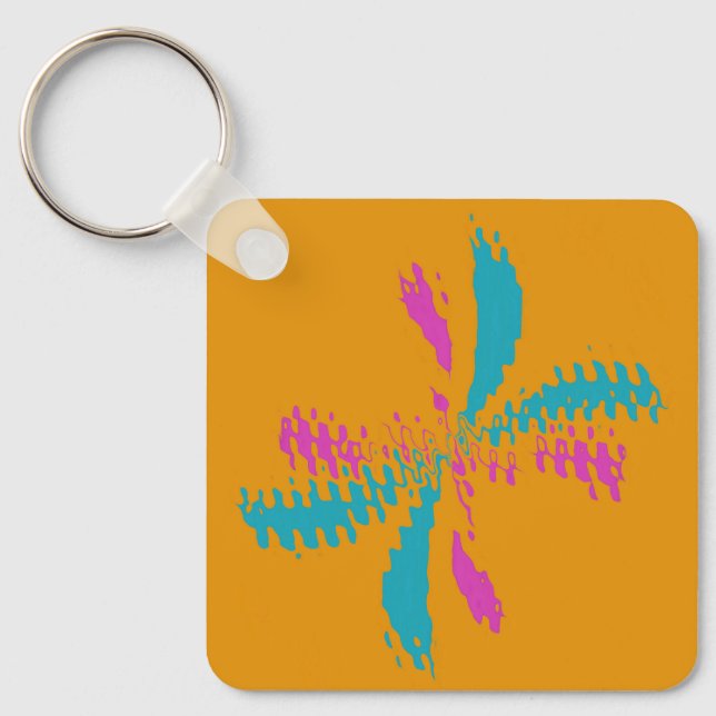 Simple Abstract Butterfly Flight Messy Pattern Key Ring (Front)