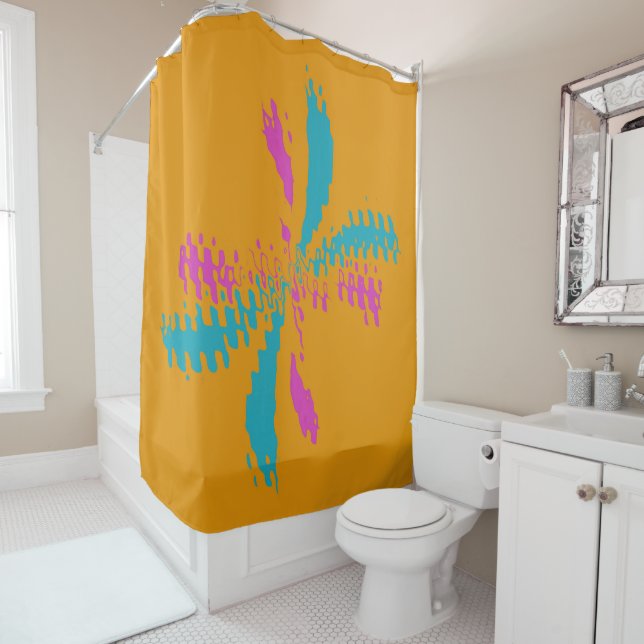 Simple Abstract Butterfly Flight Messy Pattern Shower Curtain (In Situ)