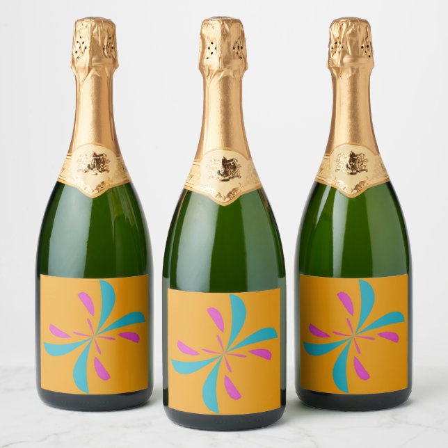 Simple Abstract Butterfly Flight Pattern Sparkling Wine Label (Bottles)