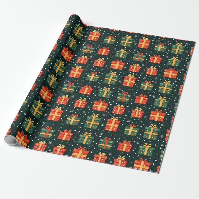 Simple Abstract Christmas Presents Wrapping Paper (Unrolled)
