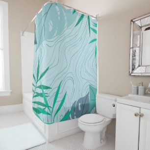 Simple Abstract Green Leaves and Wood Texture   Shower Curtain