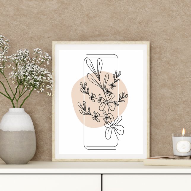 Simple Abstract Minimal Boho Style Floral Flowers  Poster (Creator Uploaded)