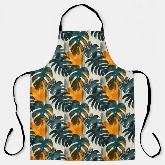 Simple abstract pattern with leaves of monstera, f apron (Front)