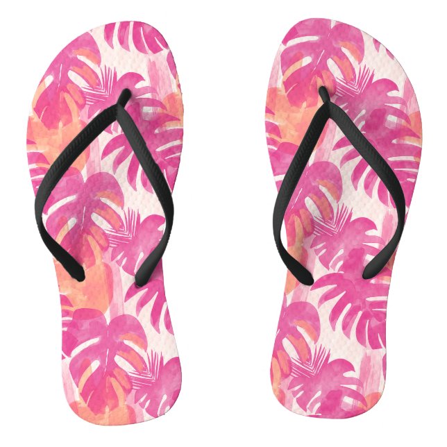 Simple abstract pattern with leaves of monstera, f jandals (Footbed)