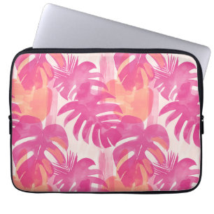 Simple abstract pattern with leaves of monstera, f laptop sleeve