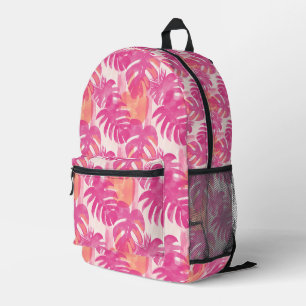 Simple abstract pattern with leaves of monstera, f printed backpack
