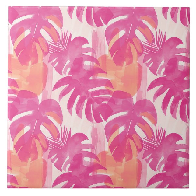 Simple abstract pattern with leaves of monstera, f tile (Front)