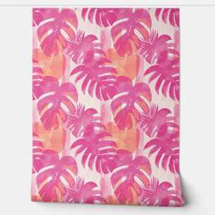 Simple abstract pattern with leaves of monstera, f wallpaper